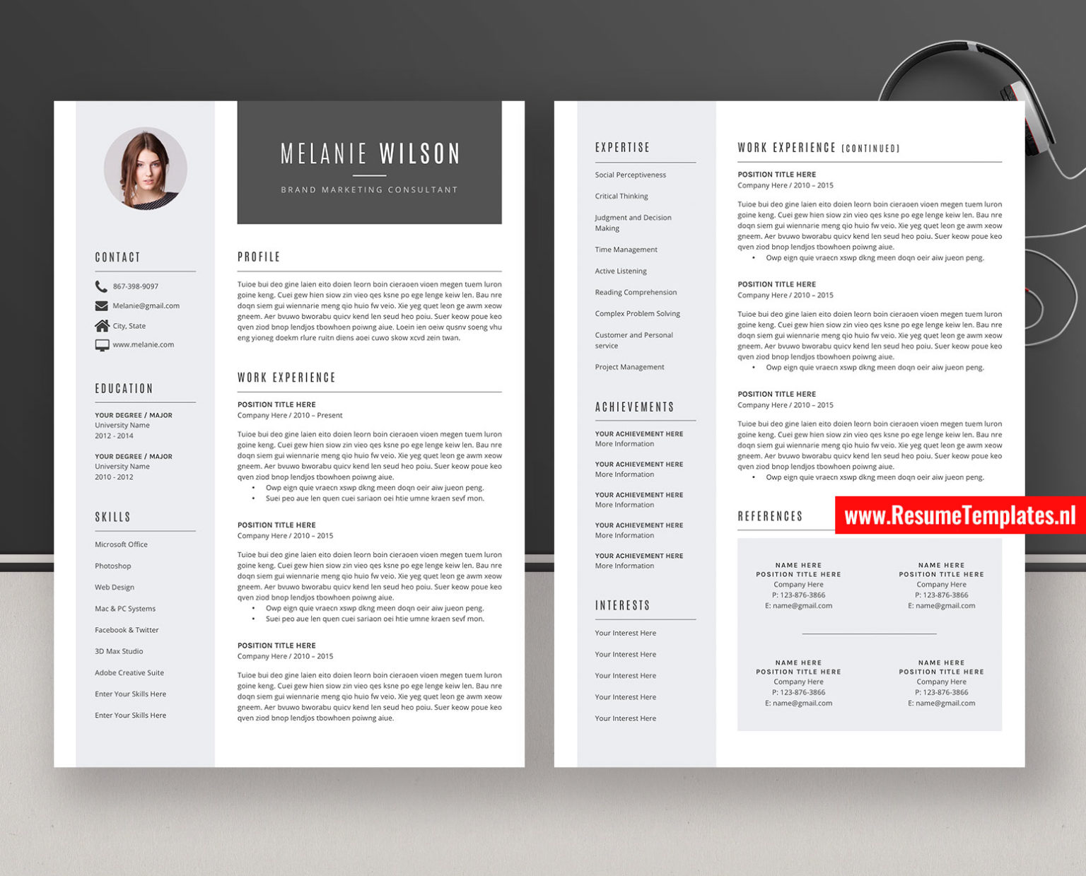 Modern CV Template / Resume Template for MS Word Curriculum Vitae