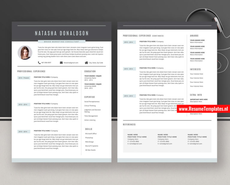 modern 2 page cv template word free download