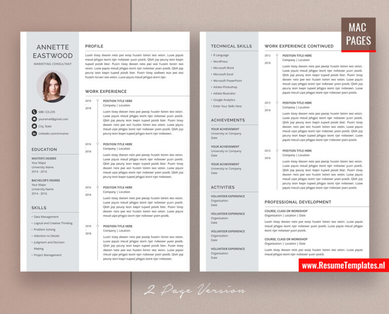 resume templates for pages on mac