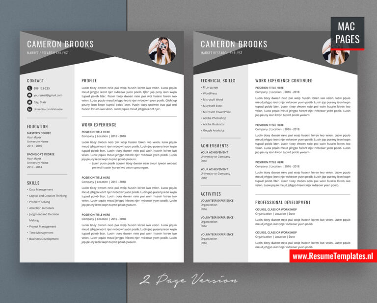 For Mac Pages: Professional CV Template / Resume Template for Mac Pages