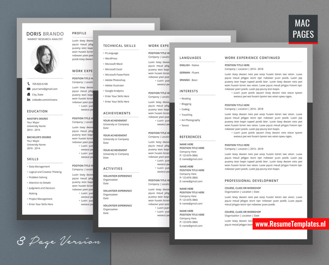 resume templates for pages on mac